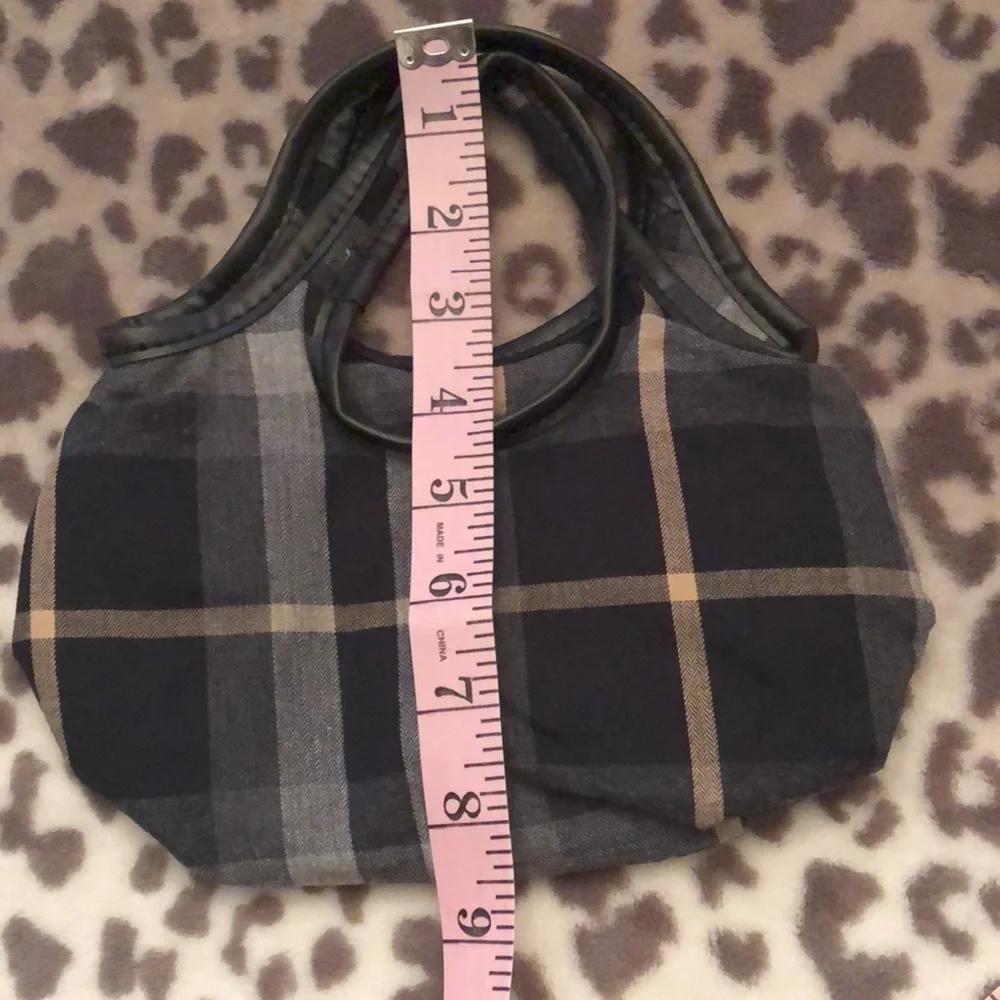 2009 babyGap Black Plaid Purse Bag Cotton Faux Leather Trim
